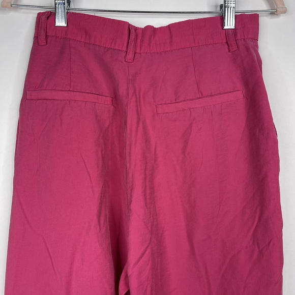 2/$30 ZARA High Waisted Wide Leg Pants Small Fuchsia Darted Full Length #7178 - Picture 11 of 15